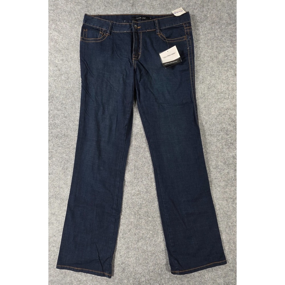 NWT Calvin Klein Jeans Women's Size 12 Blue Lean Bootcut Denim Flap Pockets NEW